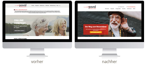 Vorher/Nachher-Vergleich der Website